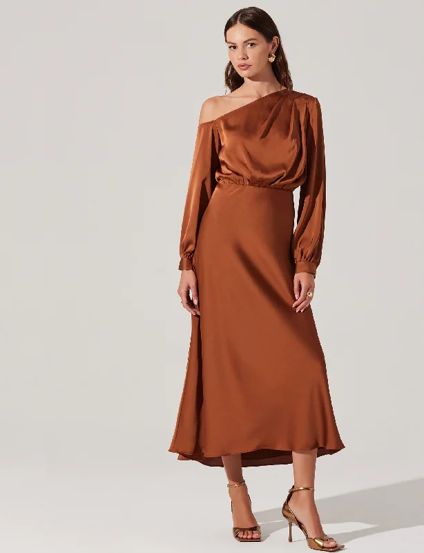 high low prom dress-Elwood Off Shoulder Dress, Copper