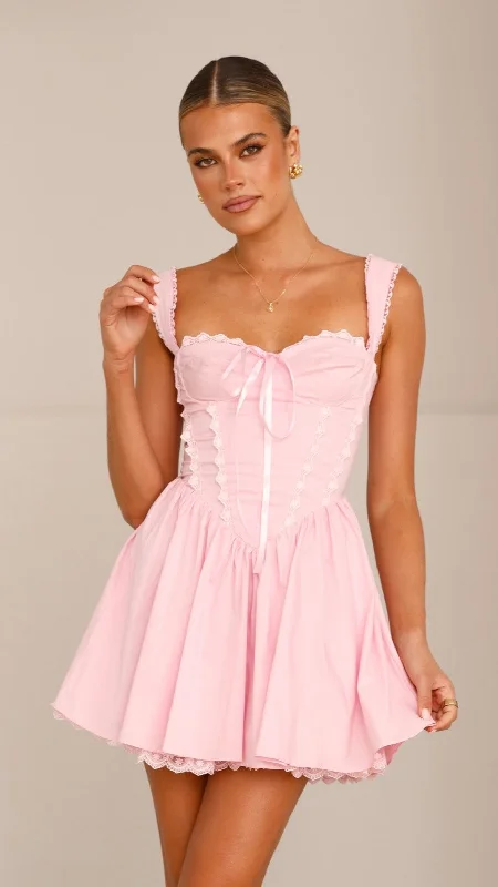 halter evening dress-Avery Mini Dress - Pink