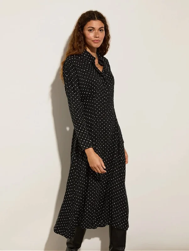 vintage polka dot dress-Becky LENZING™ ECOVERO™ Dress | Black Polka Dot Print