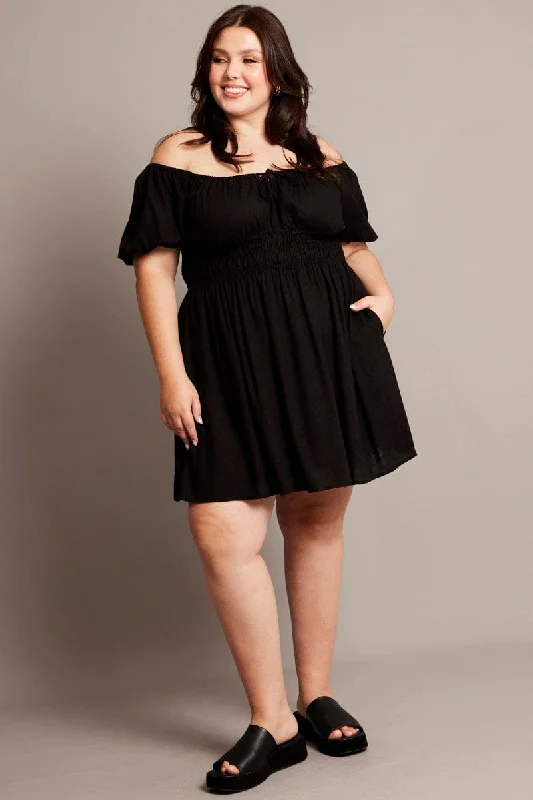 ruffled maxi dress-Black Tie Front Scoop Neck Mini Dress