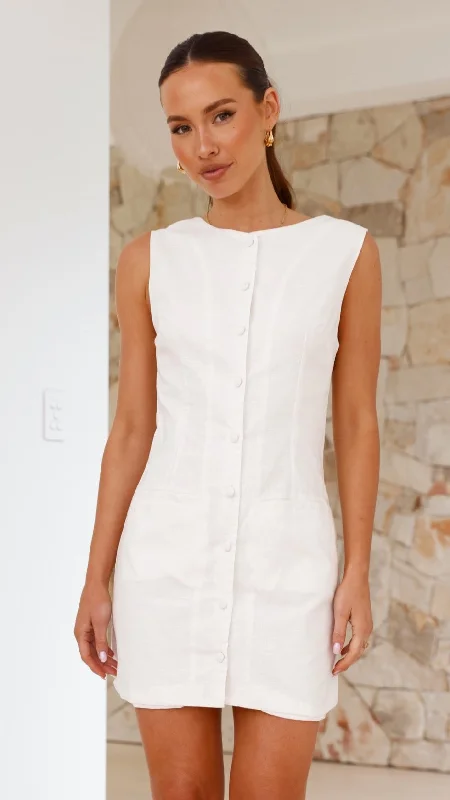 peplum party dress-Celine Mini Dress - White