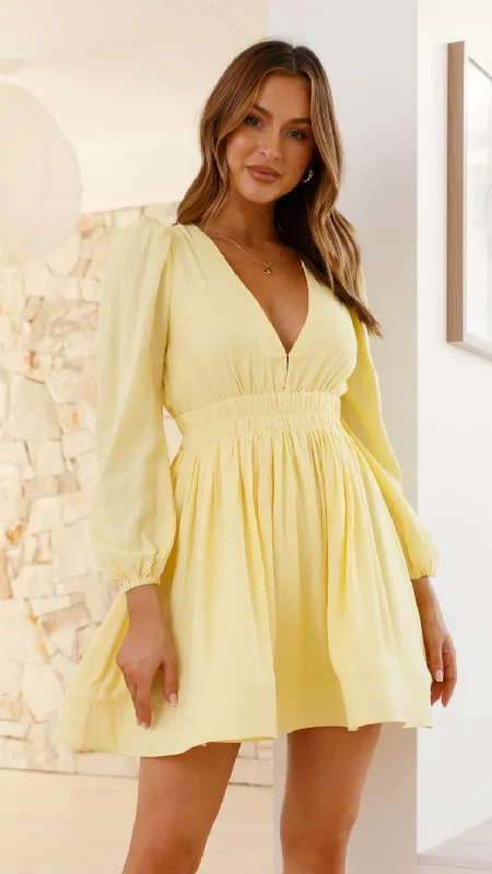 backless prom dress-Charlotte Mini Dress - Yellow