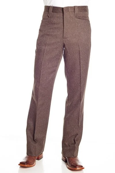 flowy beach dress-Circle S Mens Heather Chestnut Polyester Western Unhemmed Ranch Dress Pant 35