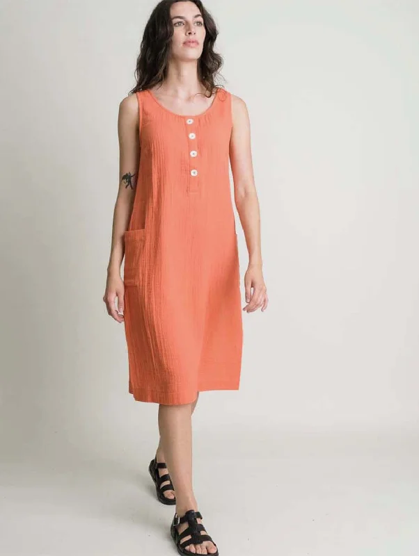 satin slip dress-Flori Cotton Sun Dress | Orange