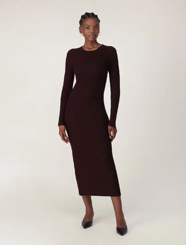 bodycon prom dress-Georgia Textured Crew Neck Dress