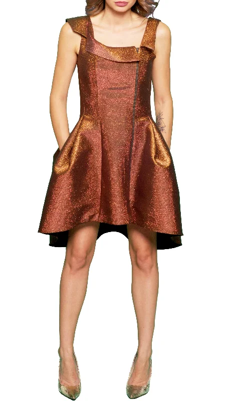 flared cocktail dress-Golden Finish Dress