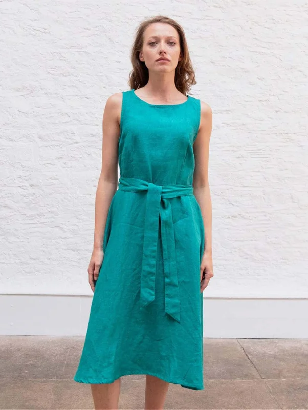 glitter party dress-Grace Linen Swing Dress | Jade