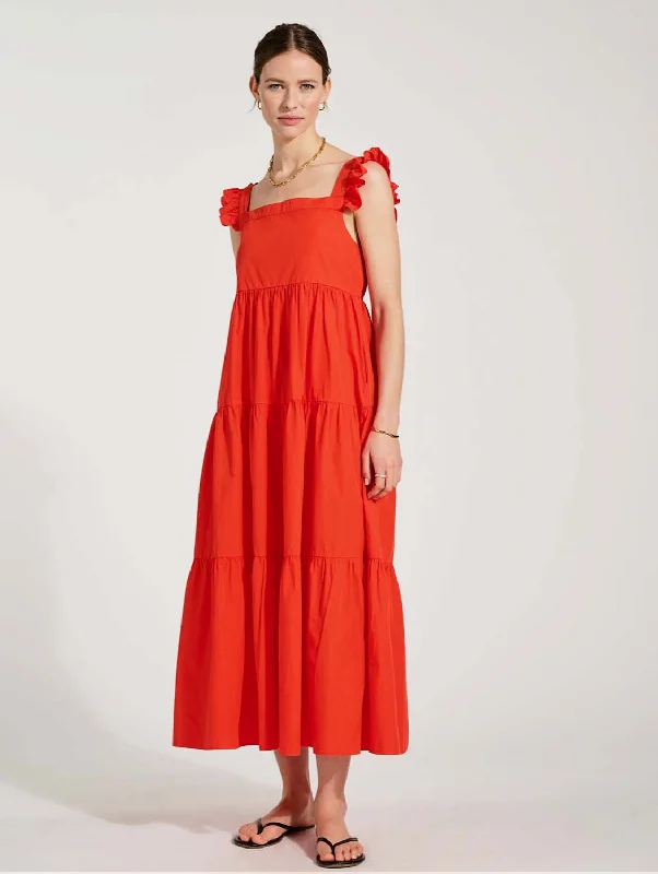 pleated skirt dress-Katie Organic Cotton Dress | Tangerine