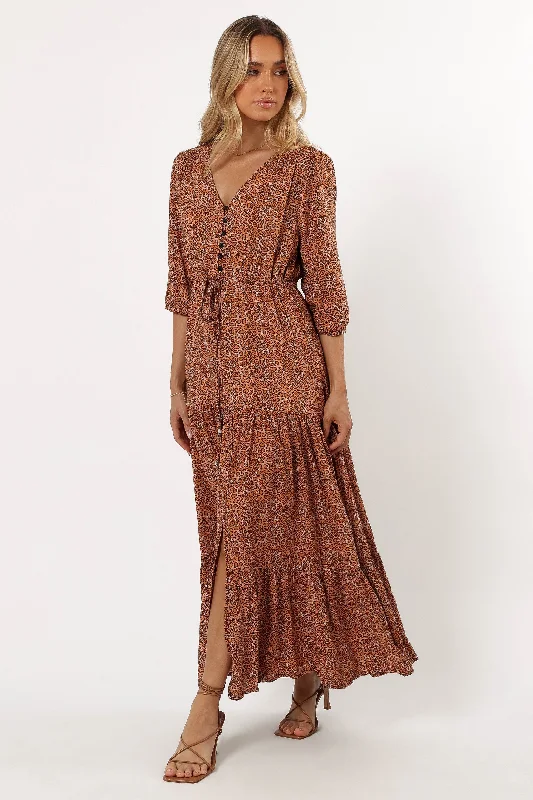 flowy midi dress-Kelda Dress - Leopard Print