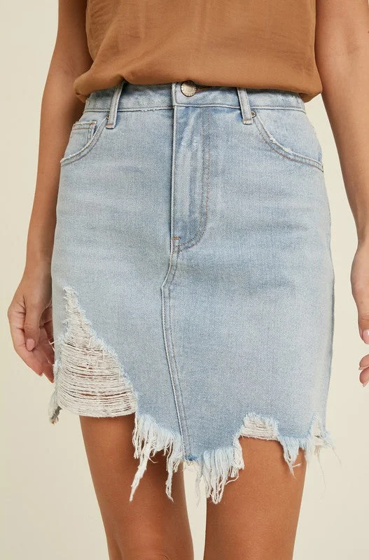 orange summer dress-Light Blue Denim Mini Skirt