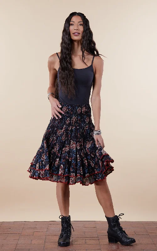 olive green maxi dress-Macarena Skirt, Mini, Midnight Floral