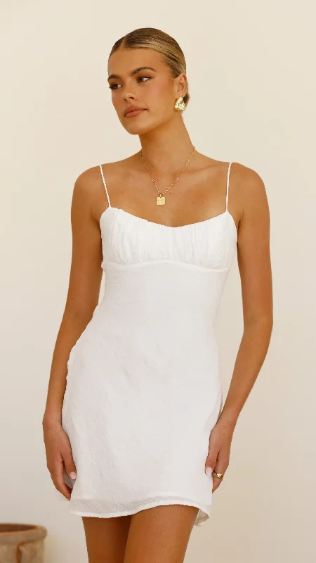 asymmetrical cocktail dress-Galina Mini Dress - White