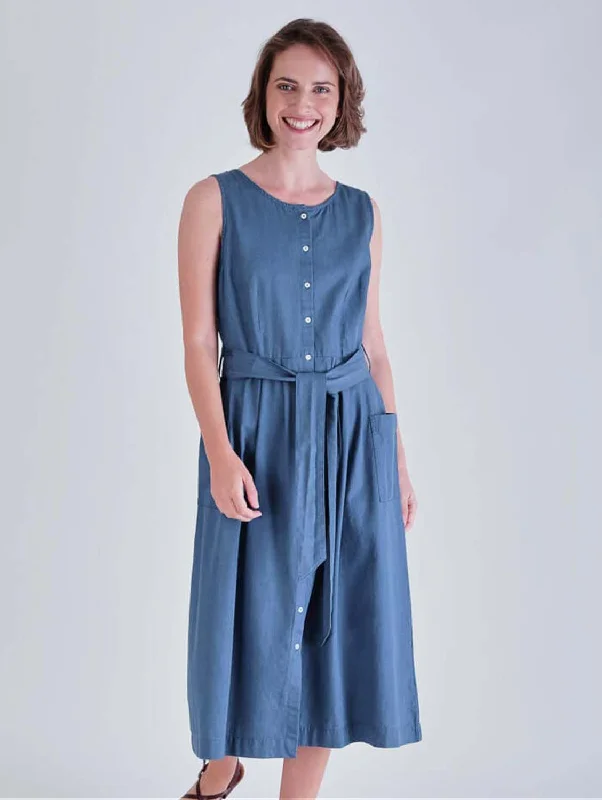 tulle ball gown dress-Margot Cotton Sleeveless Dress | Denim