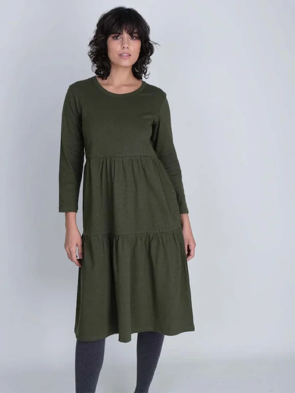 striped mini dress-Maya Organic Cotton Jersey Dress | Green