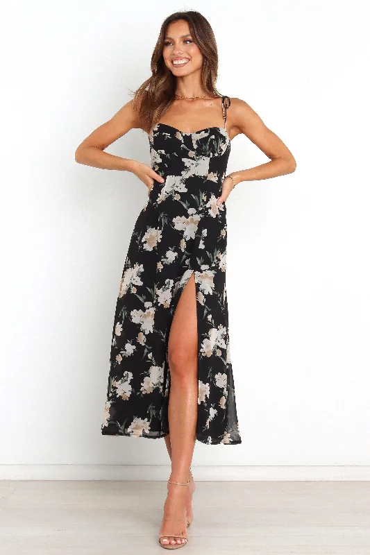 A-line summer dress-Meg Dress - Black