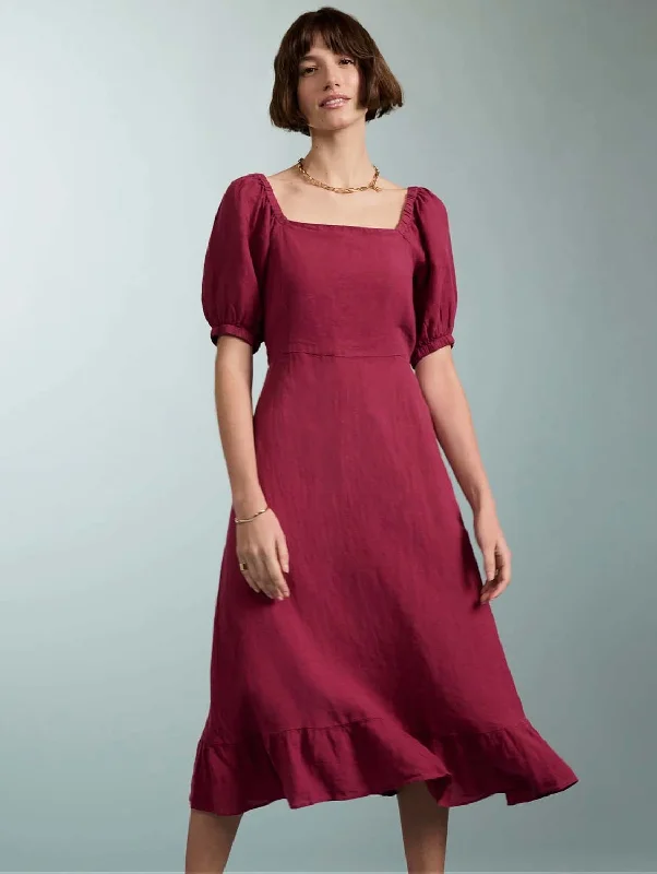 mermaid evening dress-Nancy Linen Dress | Raspberry