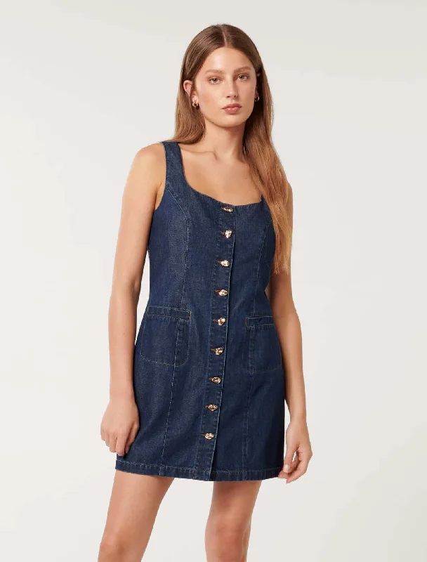 ruffled sundress-Naomi Denim Dress