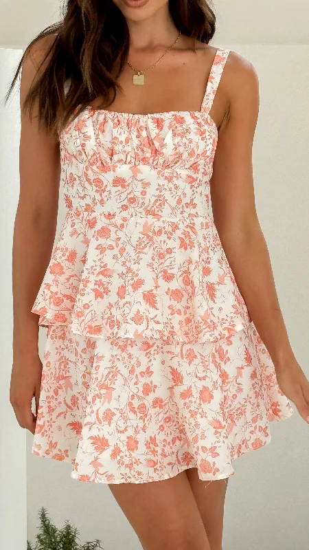 backless cocktail dress-Page Mini Dress - Peach Floral