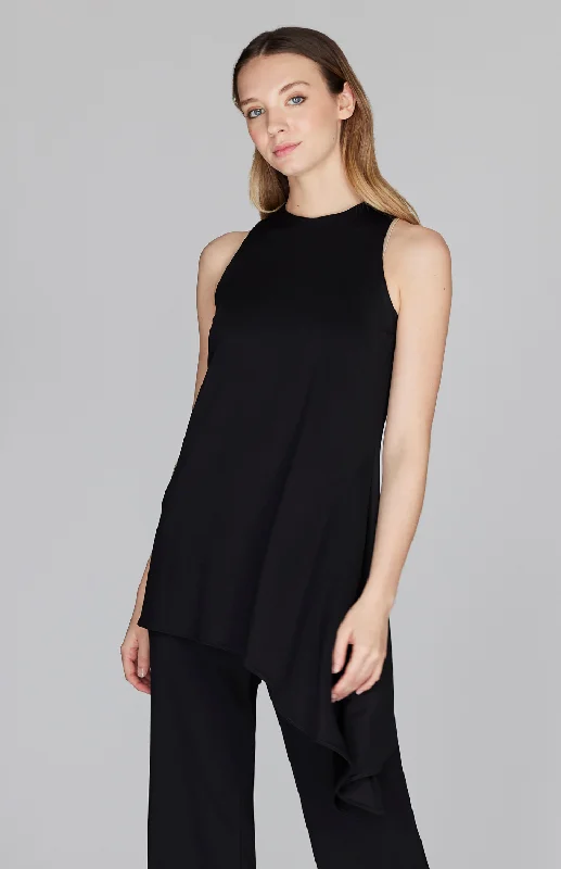 shift cocktail dress-Matte Jersey Asymmetric Tunic