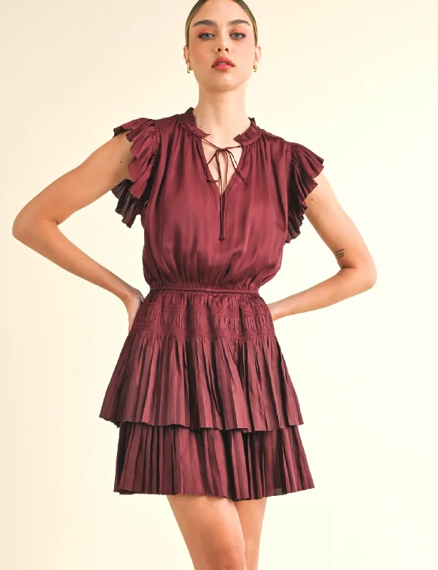 short mini dress-Gabrielle Dress, Wine