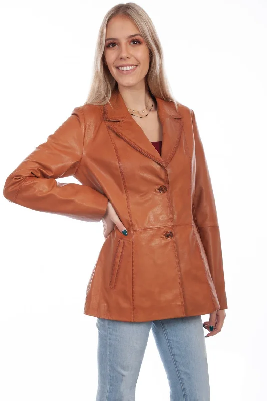 ruby red evening dress-Scully Womens Cognac Lamb Leather Blazer Jacket