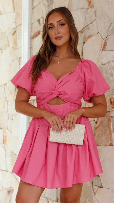 casual satin dress-Stelle Mini Dress - Pink