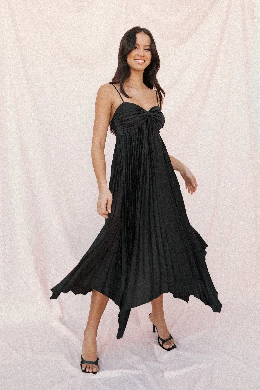 one shoulder sundress-Vikki Dress - Black