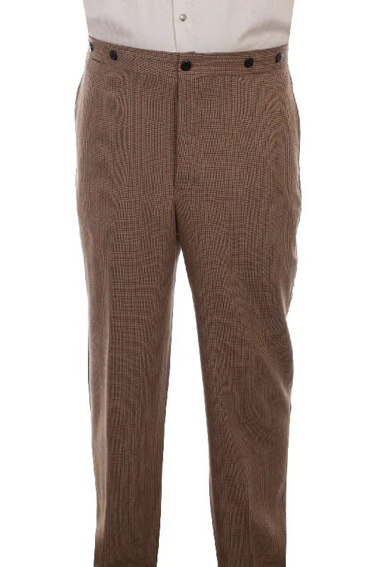 polka dot prom dress-Scully Mens Vintage Plaid Tan Wool Blend Dress Pants