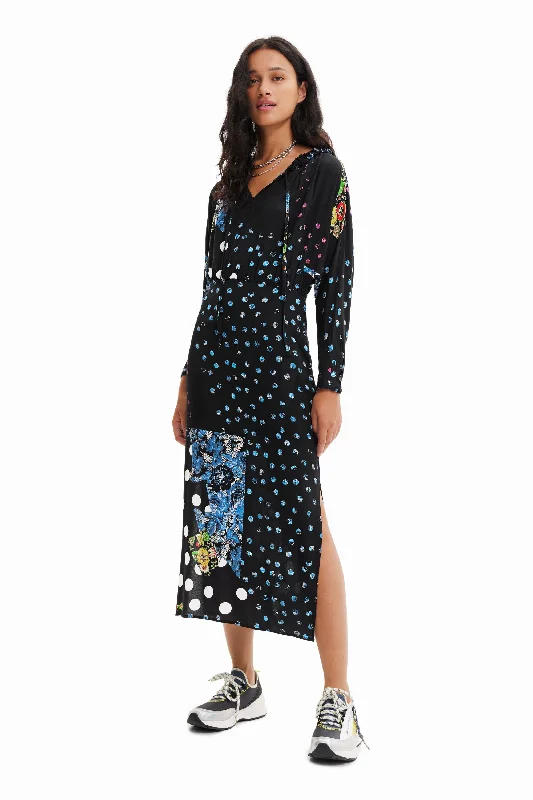 bodycon midi dress-Desigual Women's Dress Vestido Midi Topos