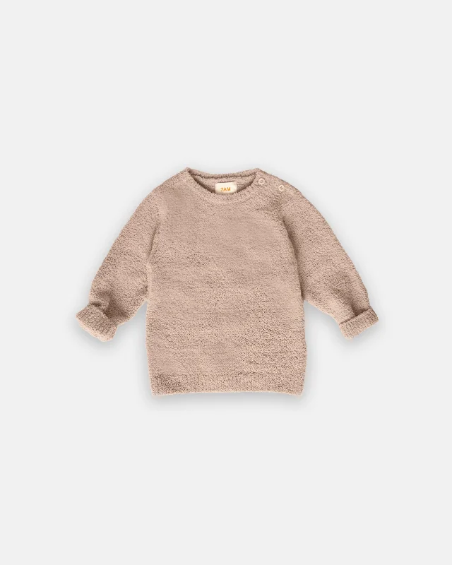 knit sweater dress-Long Sleeve Top - Fuzzy | Pecan