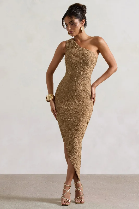 party lace dress-Abu Dhabi | Camel Textured Asymmetric Maxi Dress