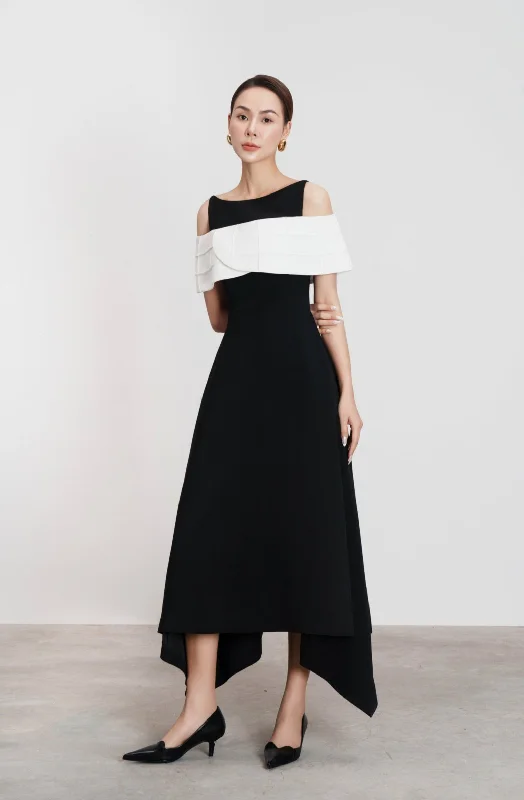 A-line summer dress-Adelaide Two-tone Midi Dress