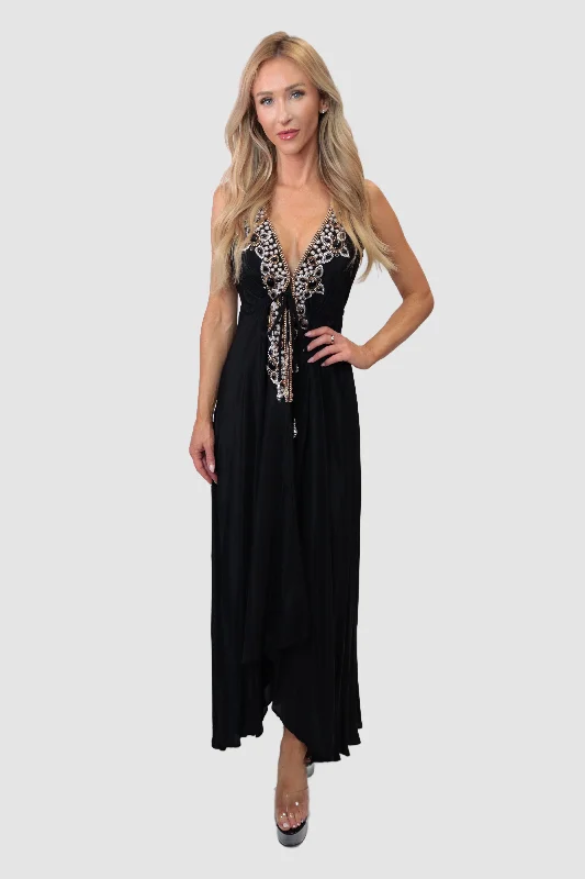 glitter evening dress-Capri Black/Black  Dress