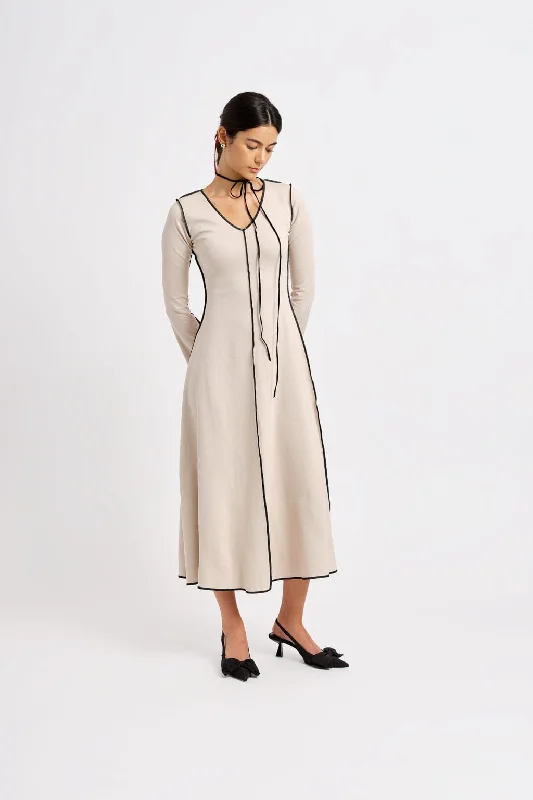 grey evening dress-Clara Dress Cream