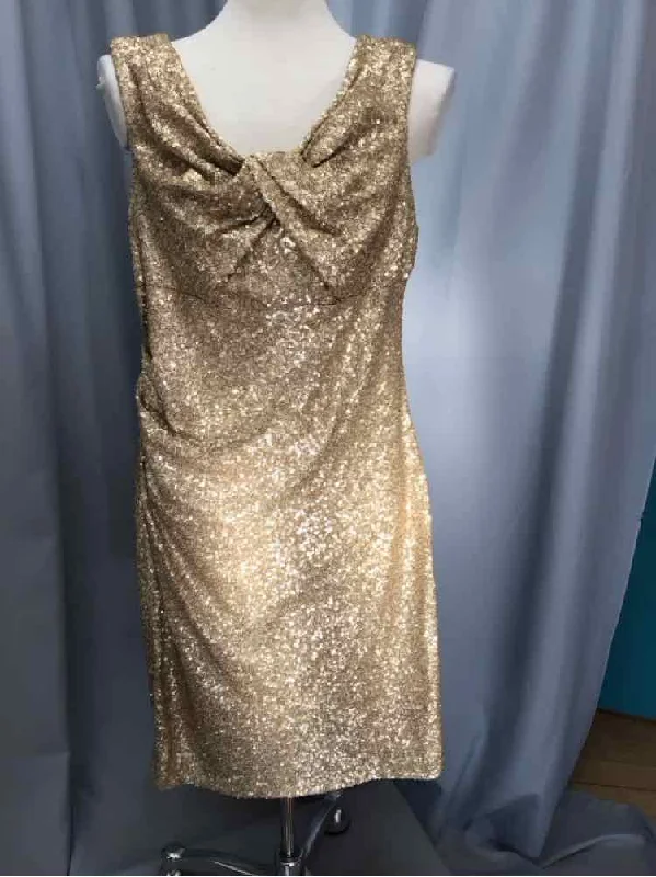 mustard yellow cocktail dress-DAVID MEISTER SIZE 12 Ladies DRESS