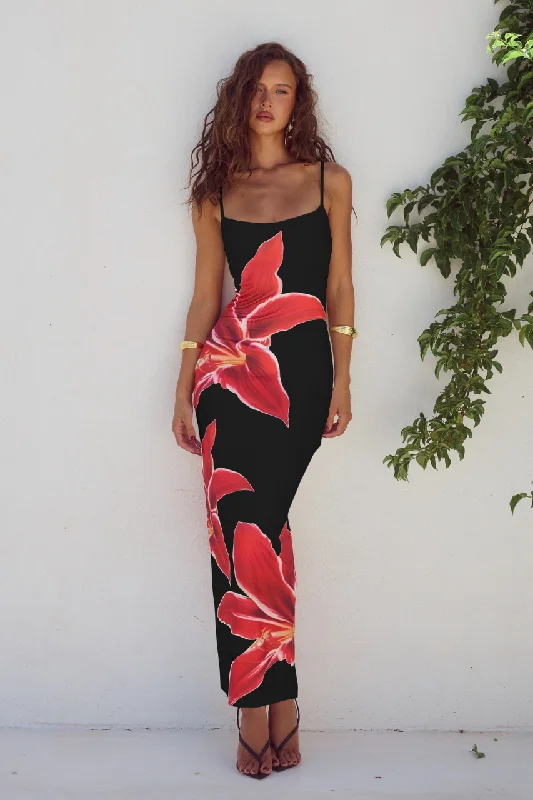 chic sundress-DEIA MIDI DRESS - BLACK LILY