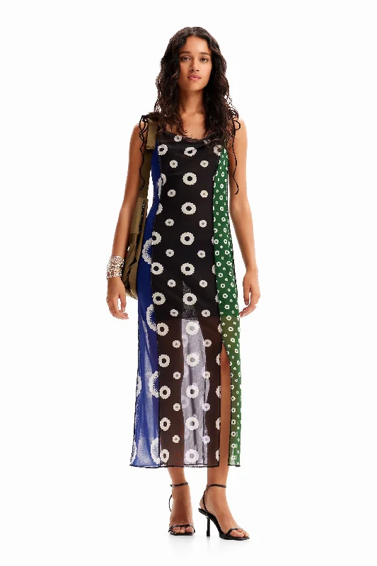 ruched bodycon dress-Desigual Women's Dresses Midi Ajustado De Tirantes