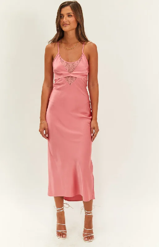 flared prom dress-Elery Pink Midi Dress