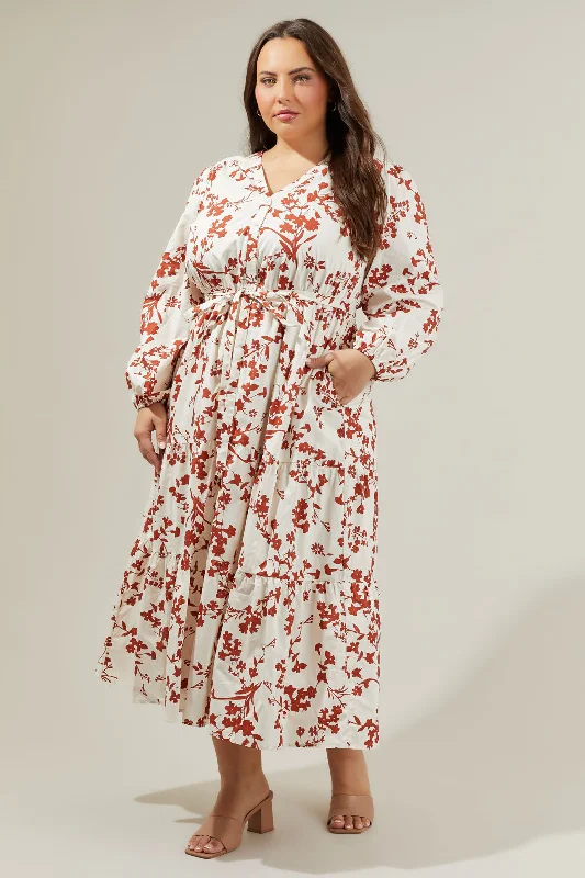 flowy prom dress-Garnet Floral Midi Dress Curve