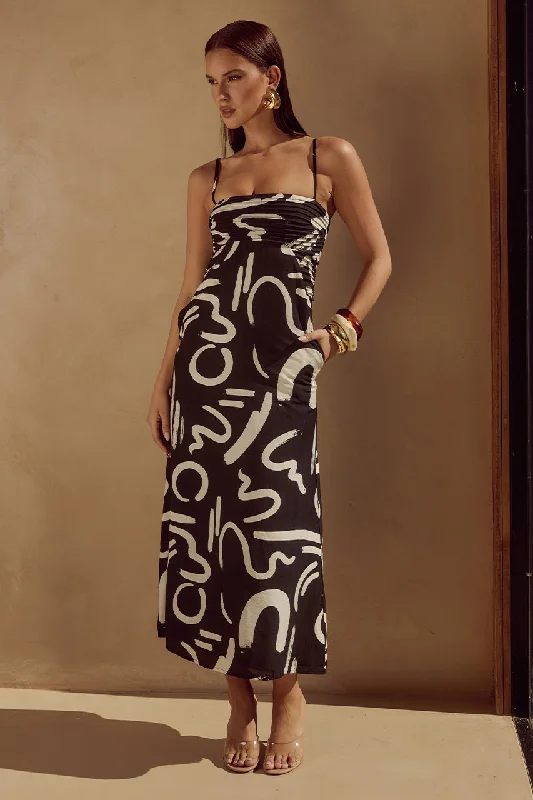 empire waist maxi dress-INEZ MIDI DRESS - YORK BLACK