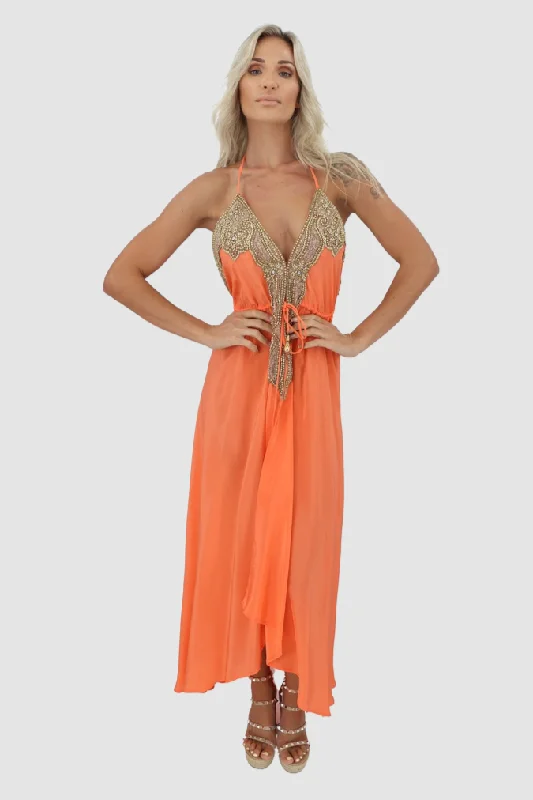 bodycon evening dress-Mallorca Peach Dress