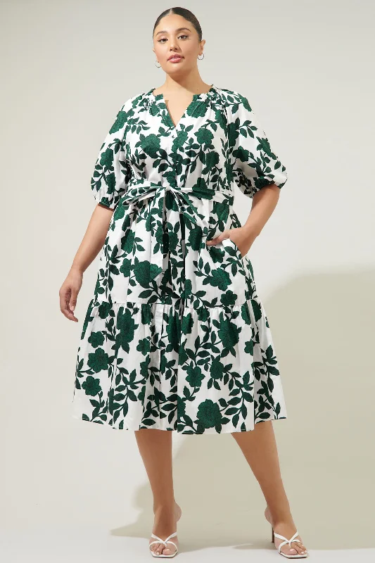 vintage lace midi dress-Kane Floral Wynette Tiered Midi Dress Curve