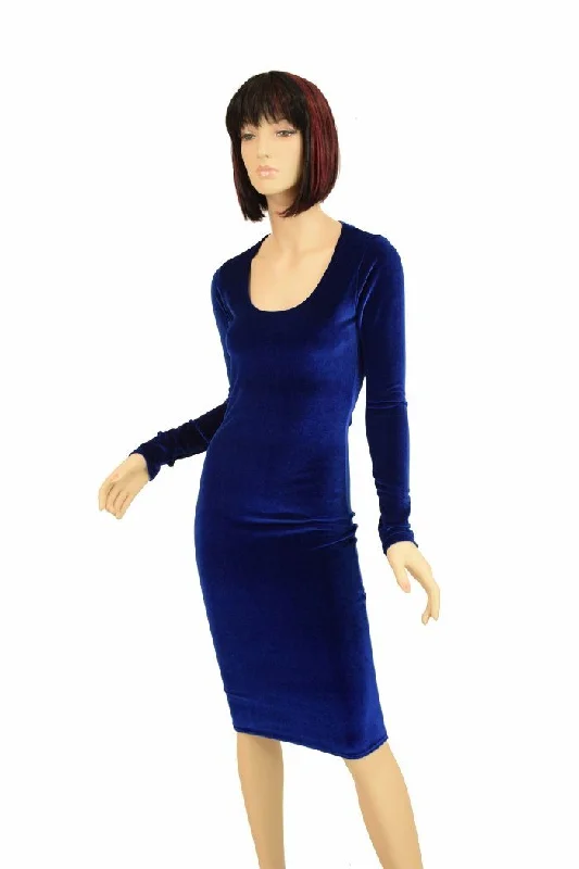 royal blue sundress-Long Sleeve Wiggle Dress