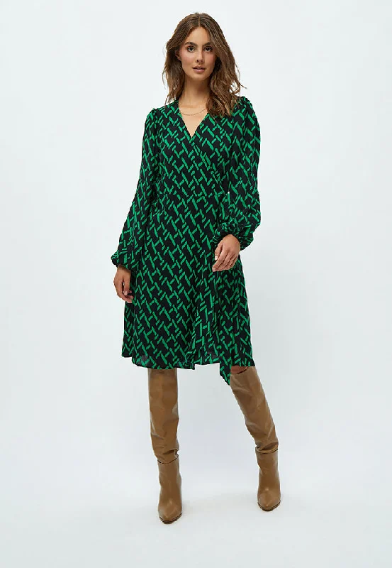 lavender cocktail dress-Lou Wrap Dress - Bright Green Print