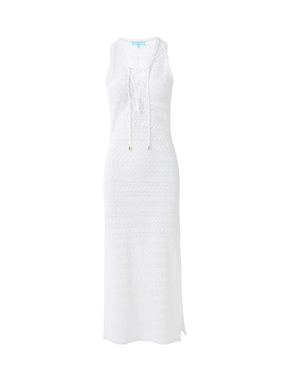 lavender cocktail dress-Maddie Crochet Long Dress White