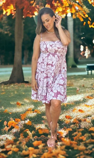 floral boho dress-Madisyn Strap Shirred Dress - Magnolia Print