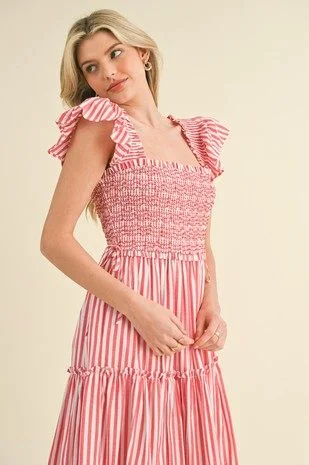 glitter party dress-Marcy Striped Smocked Midi Dress