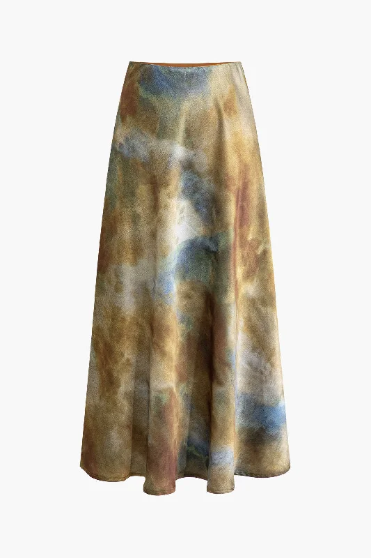 floral summer dress-Tie Dye Pleated Midi Skirt