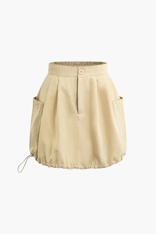 gold sequin dress-Drawstring Hem Cargo Mini Skirt