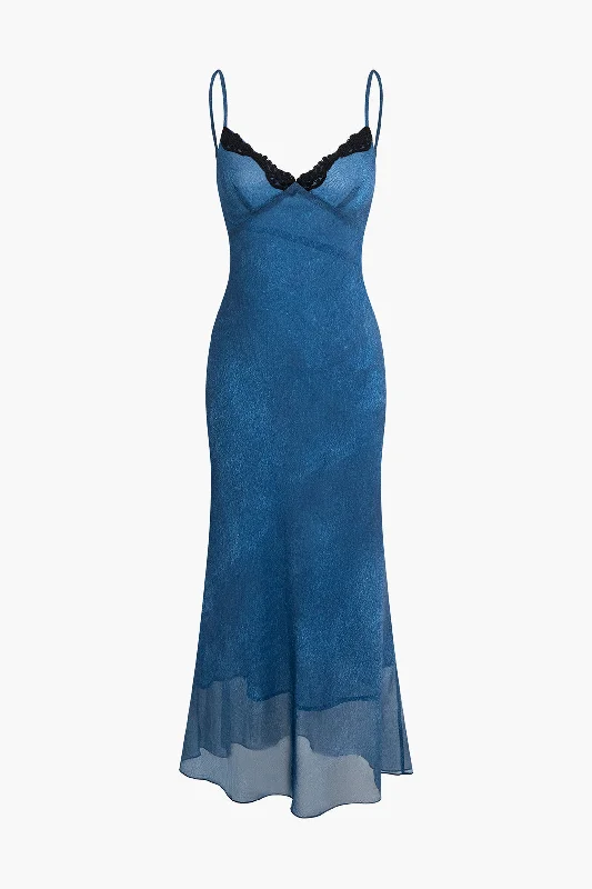 teal cocktail dress-V-neck Slip Midi Dress